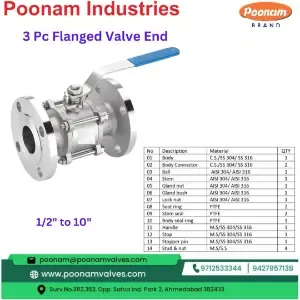 Ss 3 Pc Flanged Valve