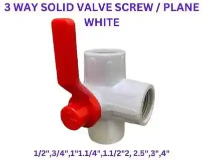 3 Way Solid Screw & Plain White Valve.